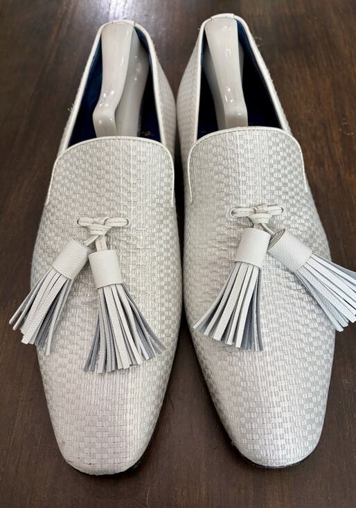 Sebastian Cruz Couture Men’s Silver Slip Sequin Loafers Tassle 41 Size 8 $1495 main image 5